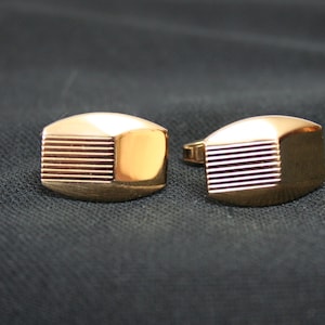 Vintage Foster Goldtone Cuff Links, Vintage Cuff Links, Gift for Him, Costume Jewelry for Men, 1950s, Modernist, Cuff-Links Father Dad