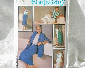 Vintage Simplicity Sewing Pattern 6785 1980s Jacket Top skirt Pants Pattern Size 10 12 14 Uncut Jacket with Shoulder Pads Career 80s Fashion