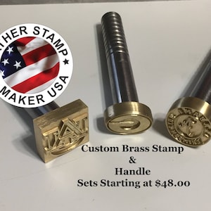 Custom Leather Stamps • Handle Included • Made in USA • 3/8 thick  Brass •