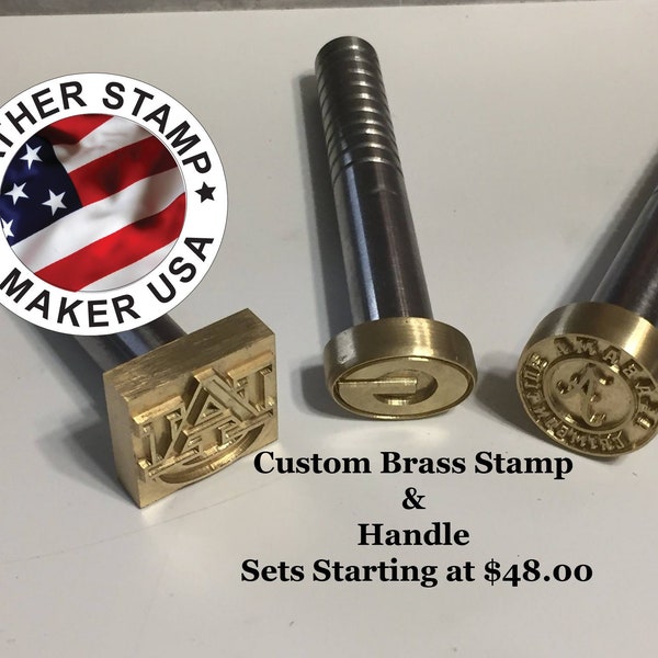 Custom Leather Stamps • Handle Included • Made in USA • 3/8 thick  Brass •