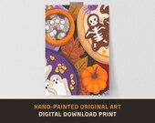 Trick or Treat - Original Acrylic Painting Print - Digital Download - Art Paint Artist