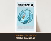 Ice Cream Food Fiend Poster - Original Art Print - DIGITAL DOWNLOAD