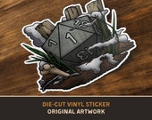 Graveyard Natural 1 D20 Die-Cut Vinyl Sticker - D&D Dungeons and Dragons Tabletop RPG TTRPG Stickers