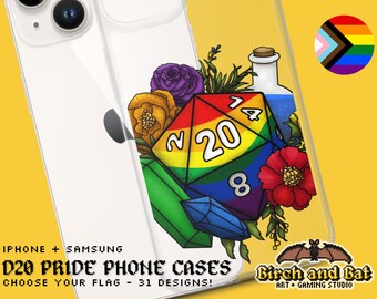 Pride Flag D20 Phone Case - CHOOSE YOUR FLAG - D&D Dungeons and Dragons DnD Lgbt Dice Pride lgbtqia