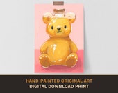 Honey Bear - Original Acrylic Painting Print - Digital Download - Art Paint Artist