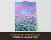 Lavender Fields - Original Acrylic Painting Print - Digital Download - Art Paint Artist