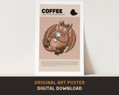 Coffee Food Fiend Poster - Original Art Print - DIGITAL DOWNLOAD