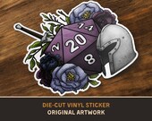 Fighter D20 Die-Cut Vinyl Sticker - D&D Dungeons and Dragons Tabletop RPG TTRPG Stickers