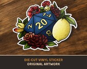 Lemon D20 Die-Cut Vinyl Sticker - D&D Dungeons and Dragons Tabletop RPG TTRPG Stickers