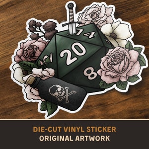 Rogue D20 Die-Cut Vinyl Sticker D&D Dungeons and Dragons Tabletop RPG TTRPG Stickers image 1