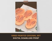 Bunny Bread - Original Acrylic Painting Print - Digital Download - Art Paint Artist