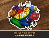 Rainbow Pride D20 Die-Cut Vinyl Sticker - D&D Dungeons and Dragons Tabletop RPG TTRPG Stickers lgbt lgbtq lgbtqia
