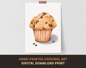 Chocolate Muffin - Original Acrylic Painting Print - Digital Download - Art Paint Artist