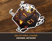 Singed Natural 1 D20 Die-Cut Vinyl Sticker - D&D Dungeons and Dragons Tabletop RPG TTRPG Stickers