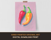 Summer Peppers - Original Acrylic Painting Print - Digital Download - Art Paint Artist