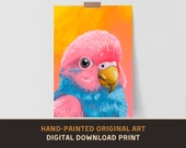 Pastel Parrotlet - Original Acrylic Painting Print - Digital Download - Art Paint Artist