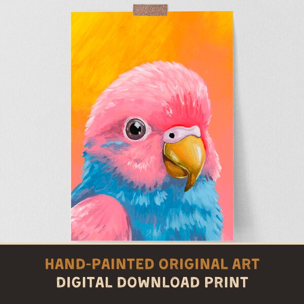 Pastel Parrotlet - Original Acrylic Painting Print - Digital Download - Art Paint Artist