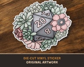 Succulent D20 Die-Cut Vinyl Sticker - D&D Dungeons and Dragons Tabletop RPG TTRPG Stickers