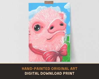 Precious Piglet - Original Acrylic Painting Print - Digital Download - Art Paint Artist