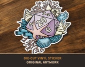 Mermaid D20 Die-Cut Vinyl Sticker - D&D Dungeons and Dragons Tabletop RPG TTRPG Stickers