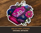 Bisexual Pride D20 Die-Cut Vinyl Sticker - D&D Dungeons and Dragons Tabletop RPG TTRPG Stickers lgbt lgbtq lgbtqia