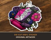 Genderfluid Pride D20 Die-Cut Vinyl Sticker - D&D Dungeons and Dragons Tabletop RPG TTRPG Stickers lgbt lgbtq lgbtqia