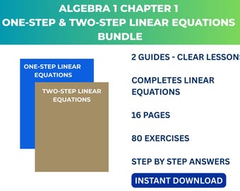 Algebra 1: One-Step And Two-Step Equations Bundle - Lesson and 80 Practice Problems (Printable PDF)