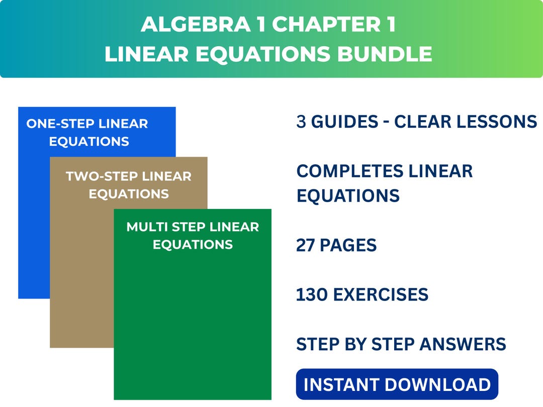 Linear Equations Bundle | One-step, Two-step & Multi-step Equations ...