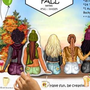 Bester Freund Clipart Herbst Herbst Custom Add-on-Bundle.BFF Wunderschöne Haare, Herbstmode, Text, Kürbis, Getränke, Kaffee, Besties Clipart.Landschaft