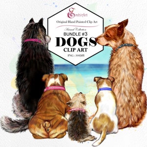 Dog Clip Art Bundle no.3. Clipart personalizado. Várias raças de cães. 26 cães. Pintado à mão