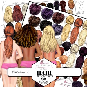 Paquete de imágenes prediseñadas para el cabello de octubre de 2020. ¡82 peinados! Dibujados a mano. Originales. Todos los colores de cabello. Cabello afro incluido. Kit de imágenes prediseñadas para el cabello personalizado