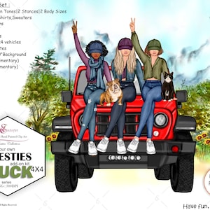 Melhor amigo 4X4, caminhão, pacote de clipart personalizado de SUV, cabelo personalizado, pele, caminhão, veículo, 4x4. jeans, jaquetas,