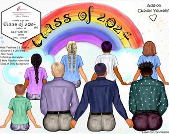 Class of 2024 School Children Male School Teachers Custom Portrait.Middle School.Add on Hair.4 uniforms outfits.Custom Skin.Mix.Hand painted