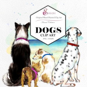 Paquete de imágenes prediseñadas de perros. 34 perros. Varias razas de perros. Imágenes prediseñadas de perros originales pintadas a mano. PNG. Imágenes prediseñadas de animales domésticos