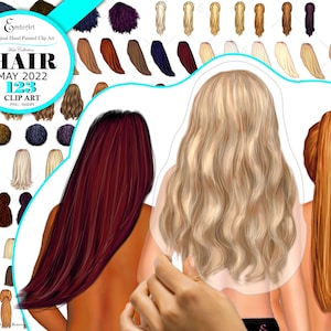 Hairstyles Best Friend May 2022 Custom Layer Clipart Bundle.Gorgeous hair,wavy,straight,curly,natural,brunette,blond,black,red