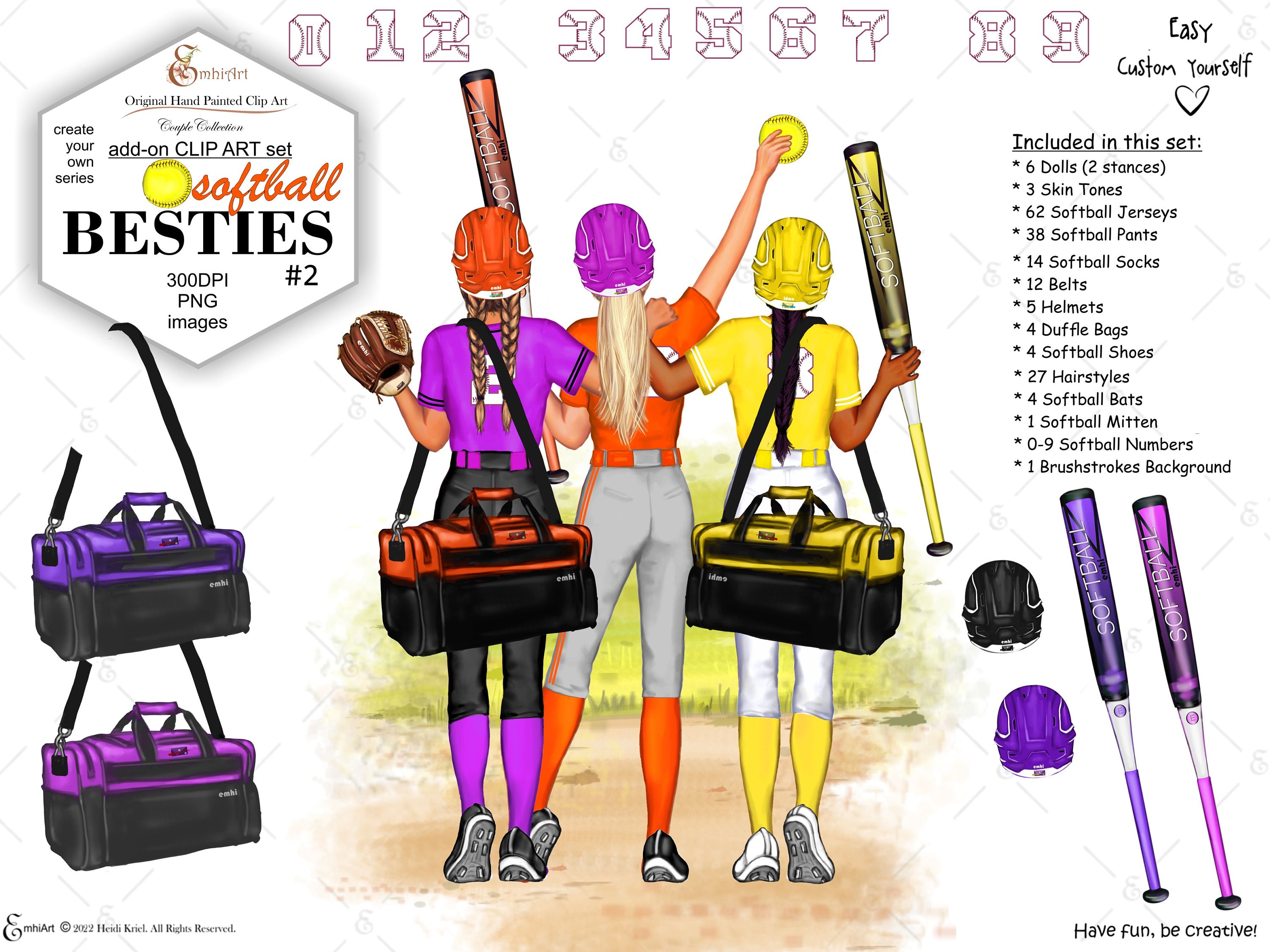 Best Friend Softball Custom Clipart Bundlecustom Skin and - Etsy