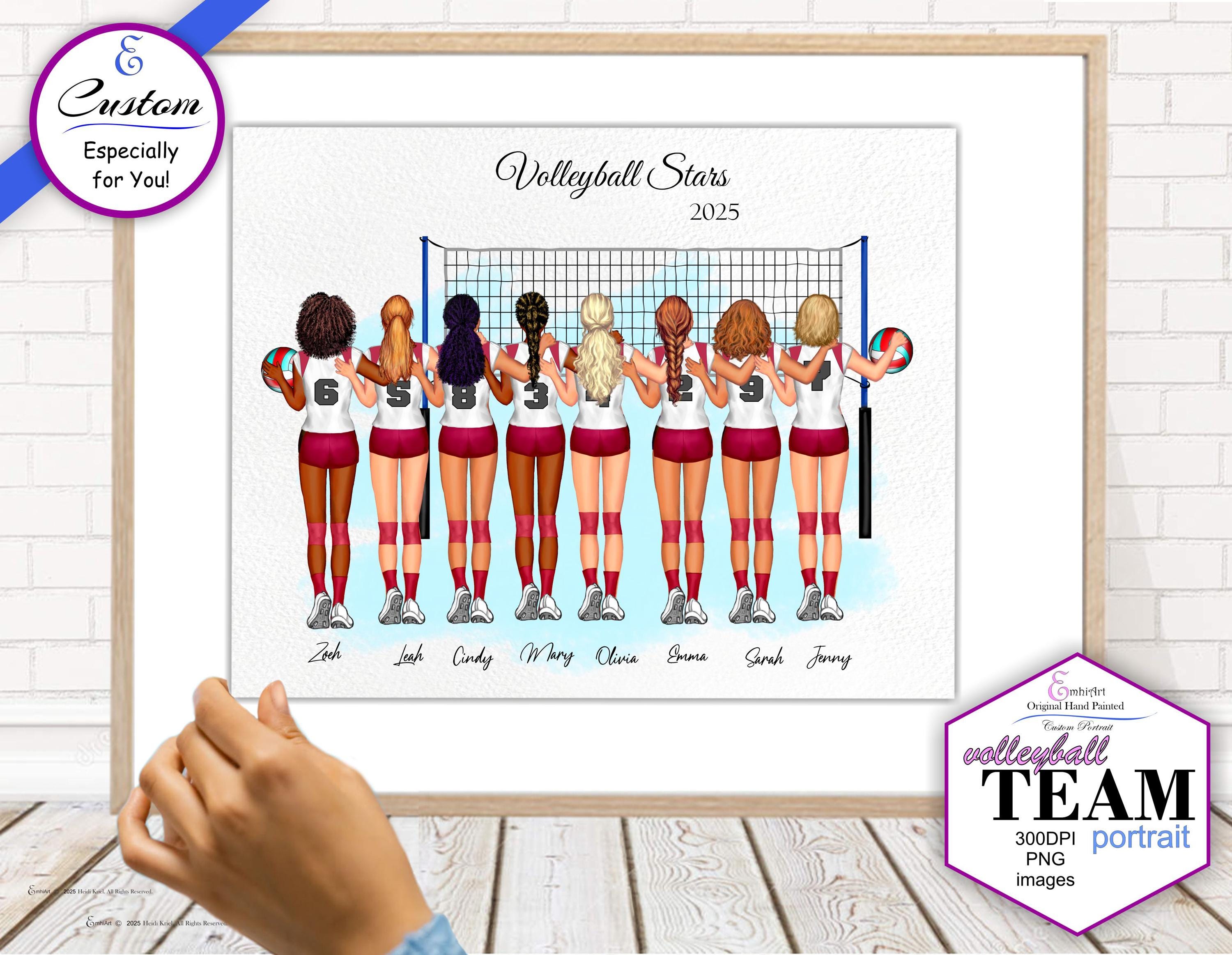 Personalized for You \u003e Volleyball Team Portrait: Custom Digital Art (PNG,  JPG, PDF) - Etsy Israel, image size:3000x2325