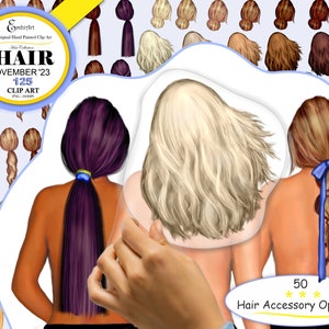 Paquete de imágenes prediseñadas de cabello de noviembre de 2023. ¡100 peinados! Dibujados a mano. Originales. Todos los colores de cabello. Rubio, moreno, pelirrojo. Personalícelos usted mismo. Liso, rizado, ondulado.