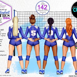 Volleybalteam aangepaste DIY portret clipartbundel