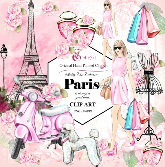 Paris Shabby Chic Clip Art Pack Spring Planner Clipart Pink Etsy