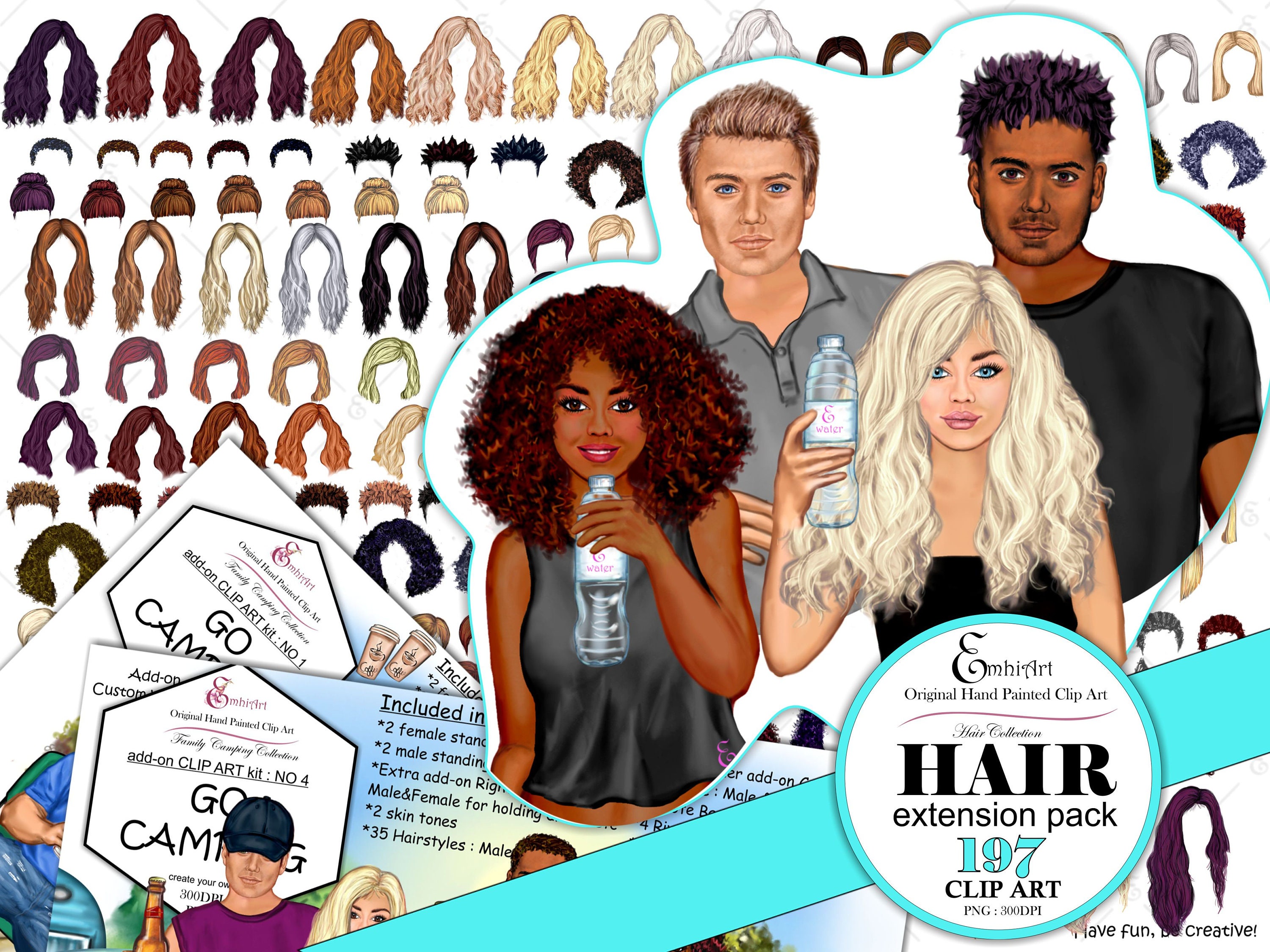 Hair Custom Clipart Bundle. Extend Go Camping Add-on HAIR Kit. - Etsy Hair Custom Clipart Bundle. Extend Go Camping Add-on HAIR Kit. - Etsy