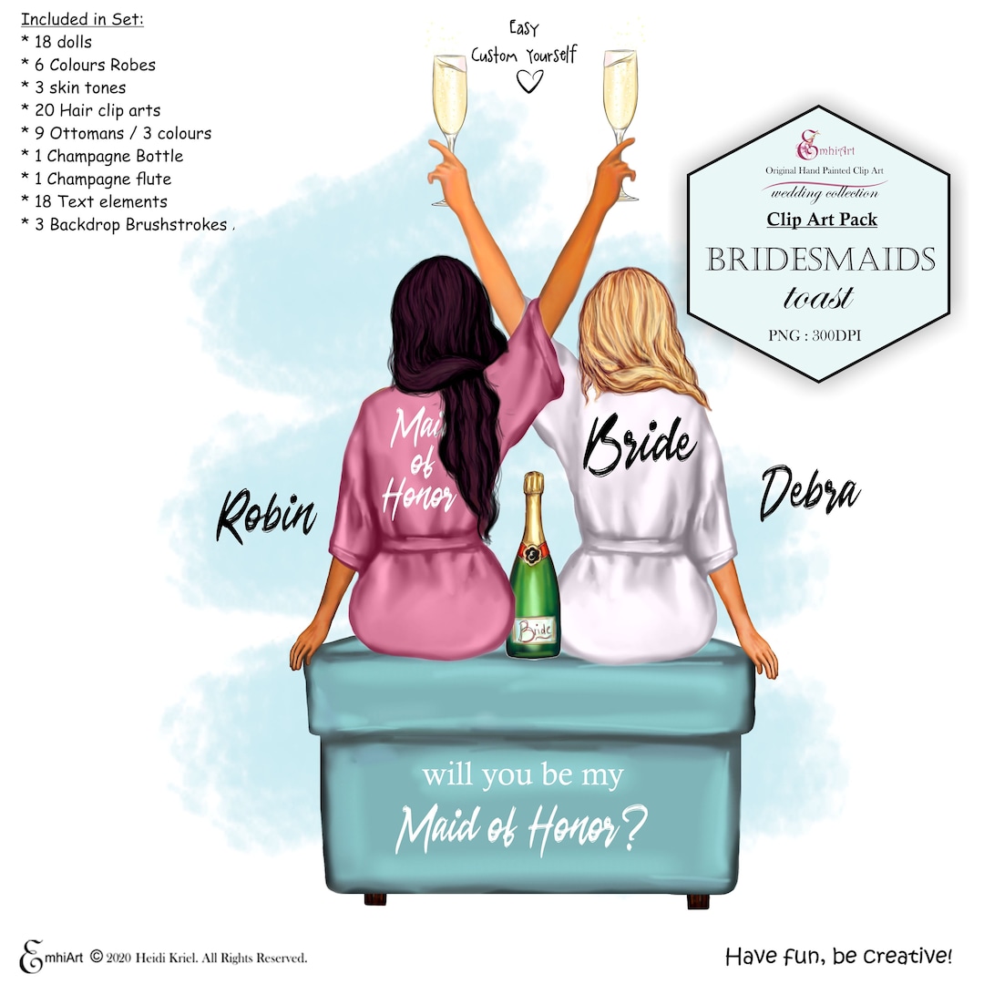 Bride Bridesmaid Robe Custom Clipart Hair, Skin - Main Image