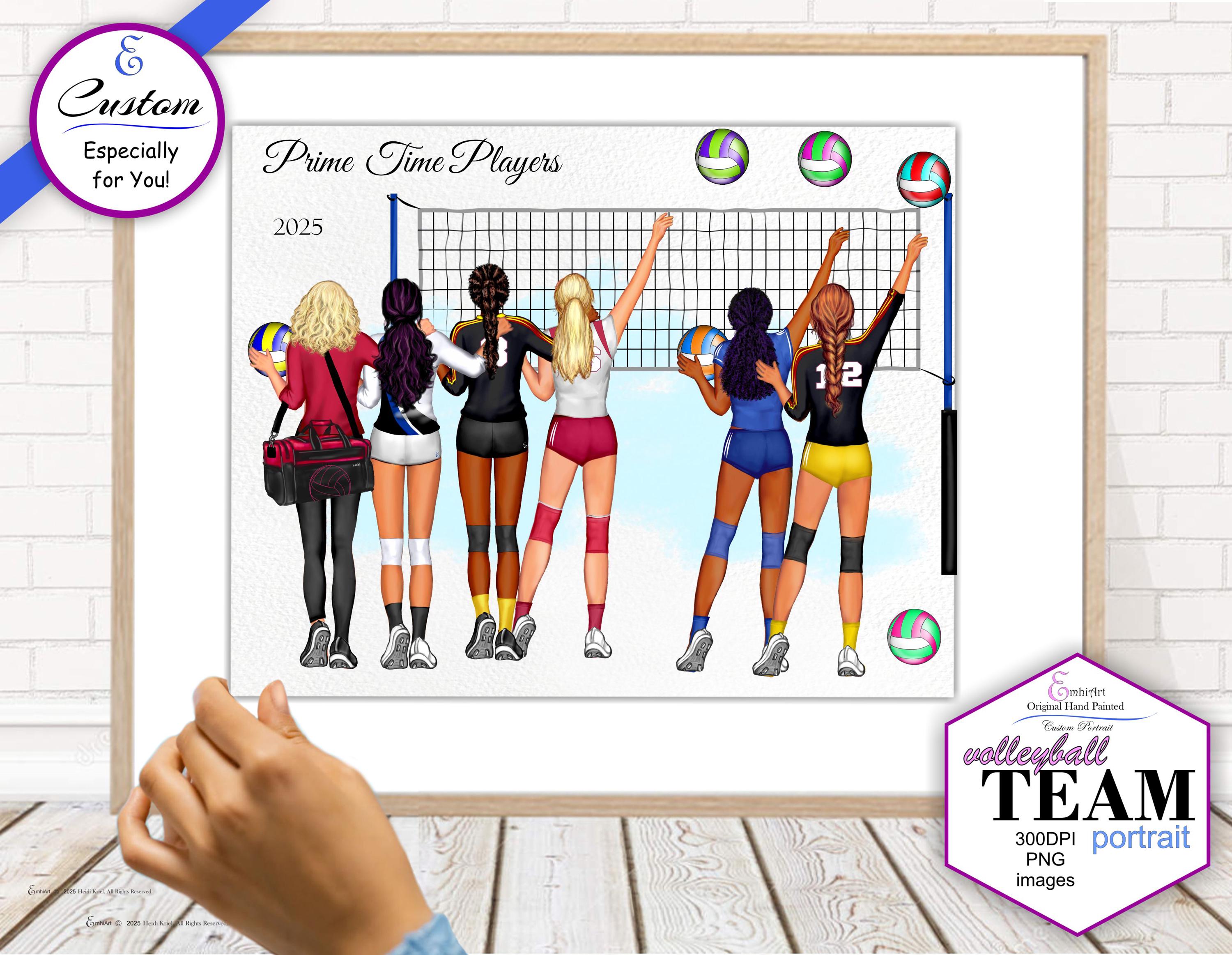 Personalized for You \u003e Volleyball Team Portrait: Custom Digital Art (PNG,  JPG, PDF) - Etsy Israel, image size:3000x2325