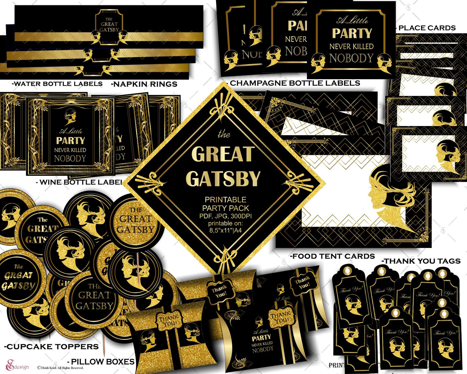 The GREAT GATSBY Printable Party Kit. Instant Download SET - Etsy
