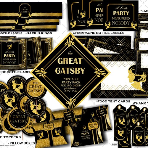 The GREAT GATSBY Printable Party Kit. Instant Download SET - Etsy