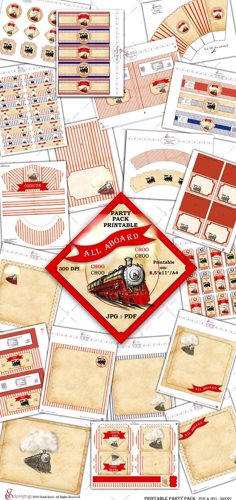 TRAIN Printable Party Pack.instant Download Printable SET. | Etsy