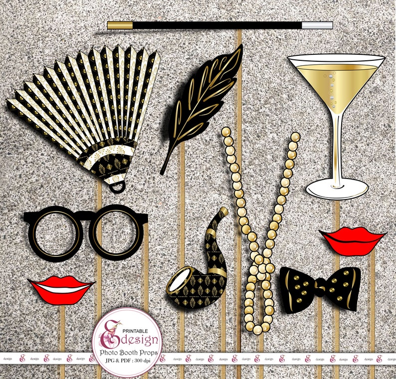 Great Gatsby Party Printable. Photo Booth PROPS. Instant | Etsy