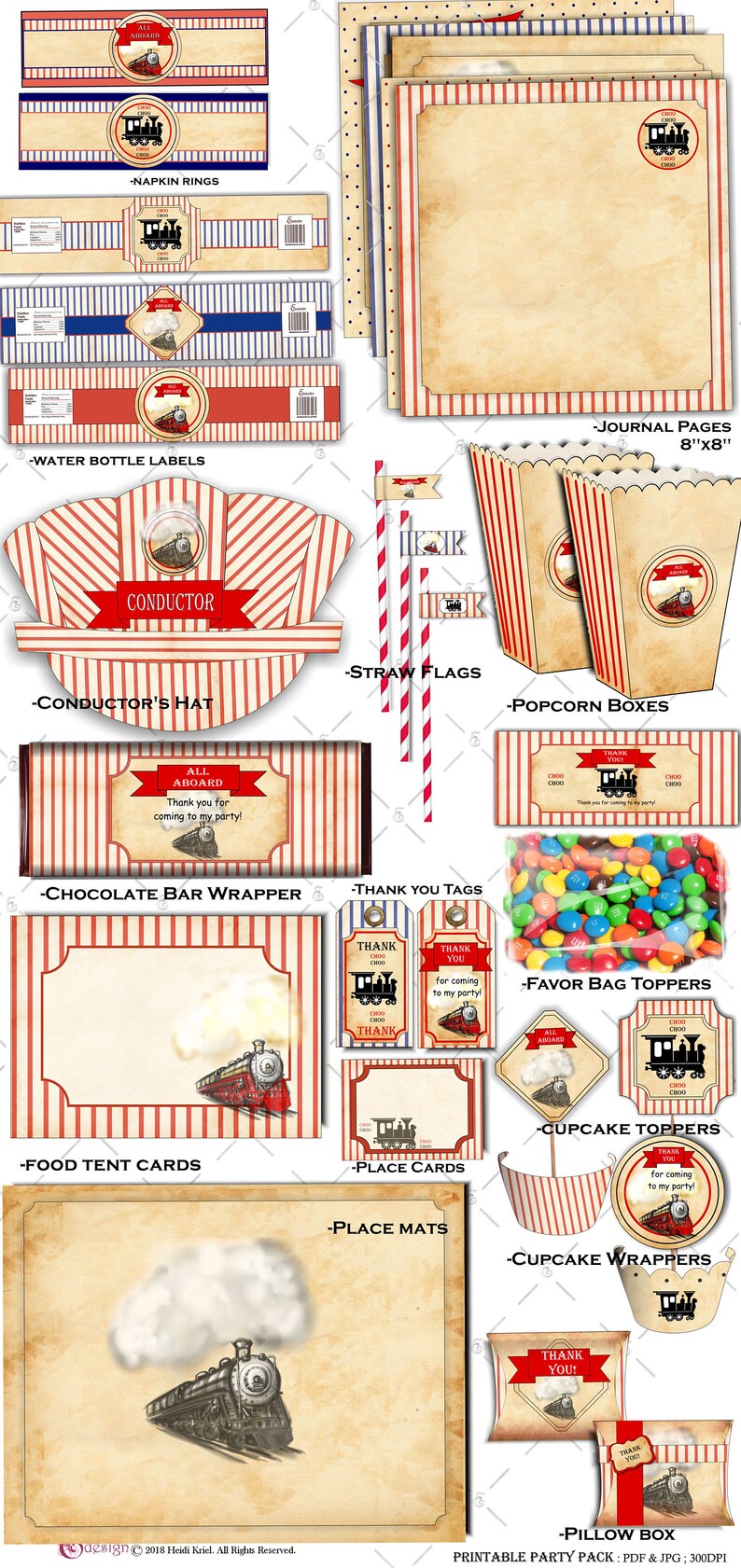 TRAIN Printable Party Pack.instant Download Printable SET. | Etsy