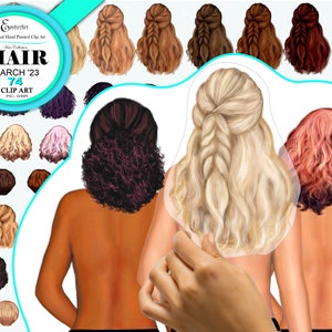 Hairstyles Best Friend March 2023 Custom Layer Clipart Bundle.Gorgeous hair,wavy,straight,curly,natural,brunette,blond,black,red