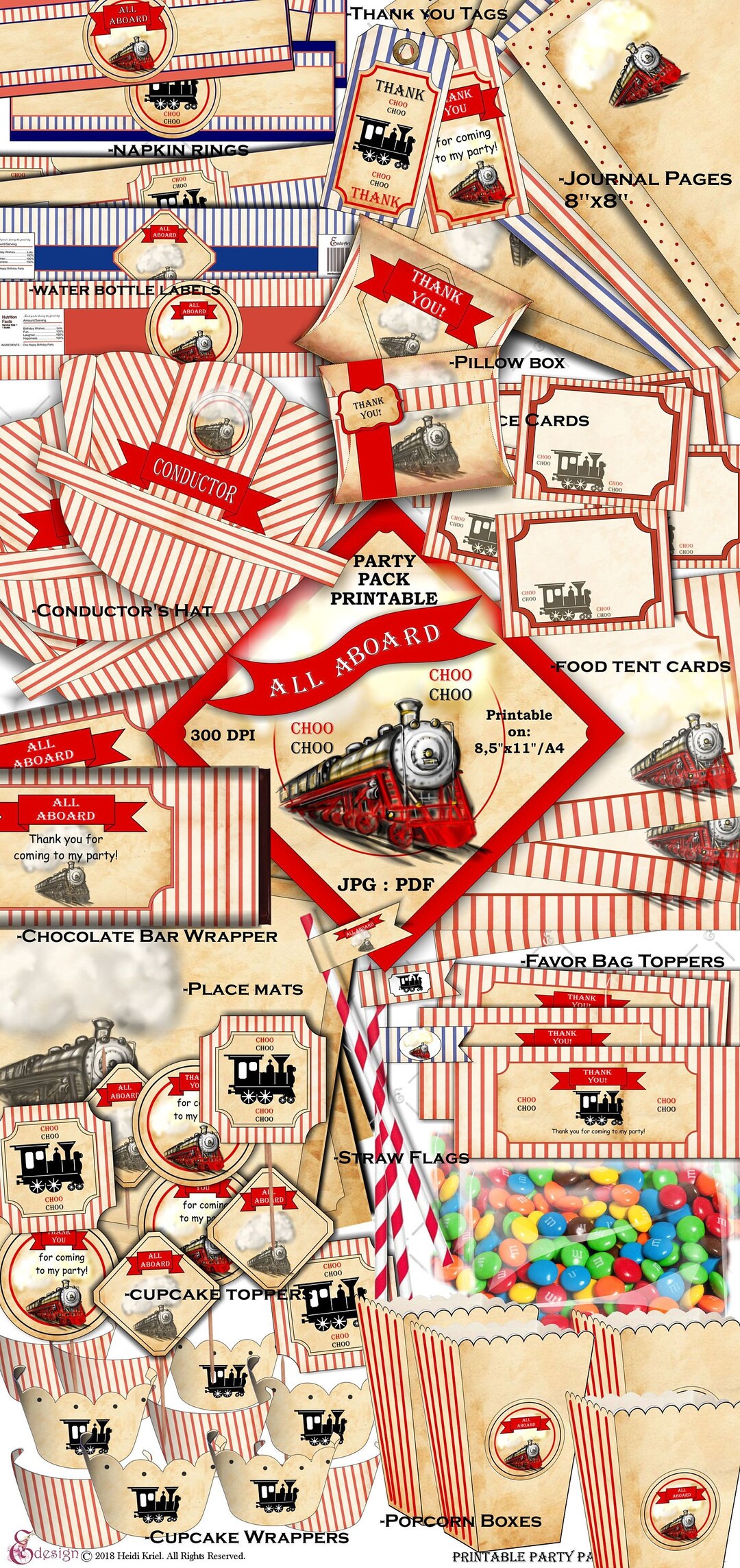 TRAIN Printable Party Pack.instant Download Printable SET. TRAINS Steam ...